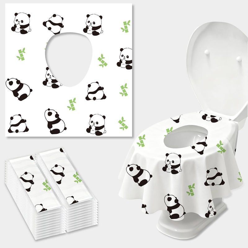 Caxlis 20 Pack Toilet Seat Covers Disposable, Waterproof, Ideal for Kids and Adults, Extra Large, Individually Wrapped, Toddlers Potty Training in Public Restrooms, Airplane, Trip - Panda Designs - Image 1